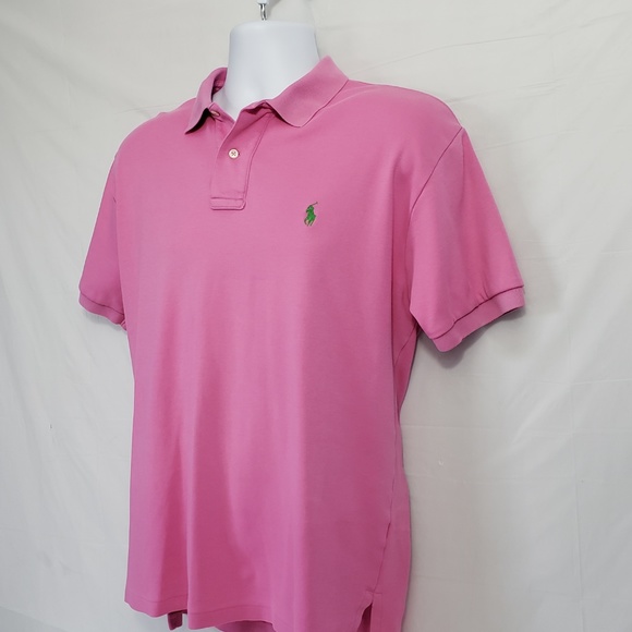 POLO RALPH LAUREN Medium Men's Pink Polo Shirt - Picture 3 of 5